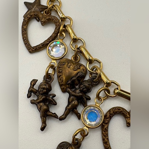 Vintage Sadie Green Victorian Revival Charm Necklace - Picture 4 of 8